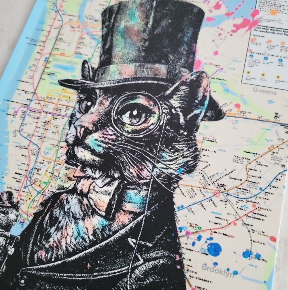 Rare Original Aristocat Metal Art Cat Sign NYC Subway Map 8ร12" Limited Edition - Picture 4 of 7